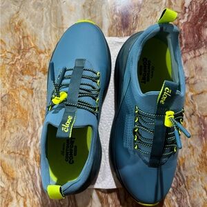 Clove Slip-On Sneakers in Teal with Neon Yellow Highlights